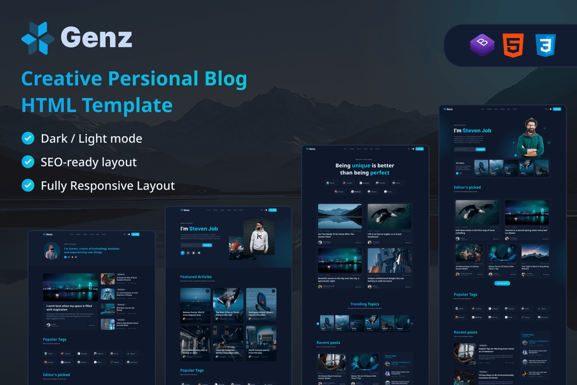 Genz - Творческий персональный блог/Портфолио HTML