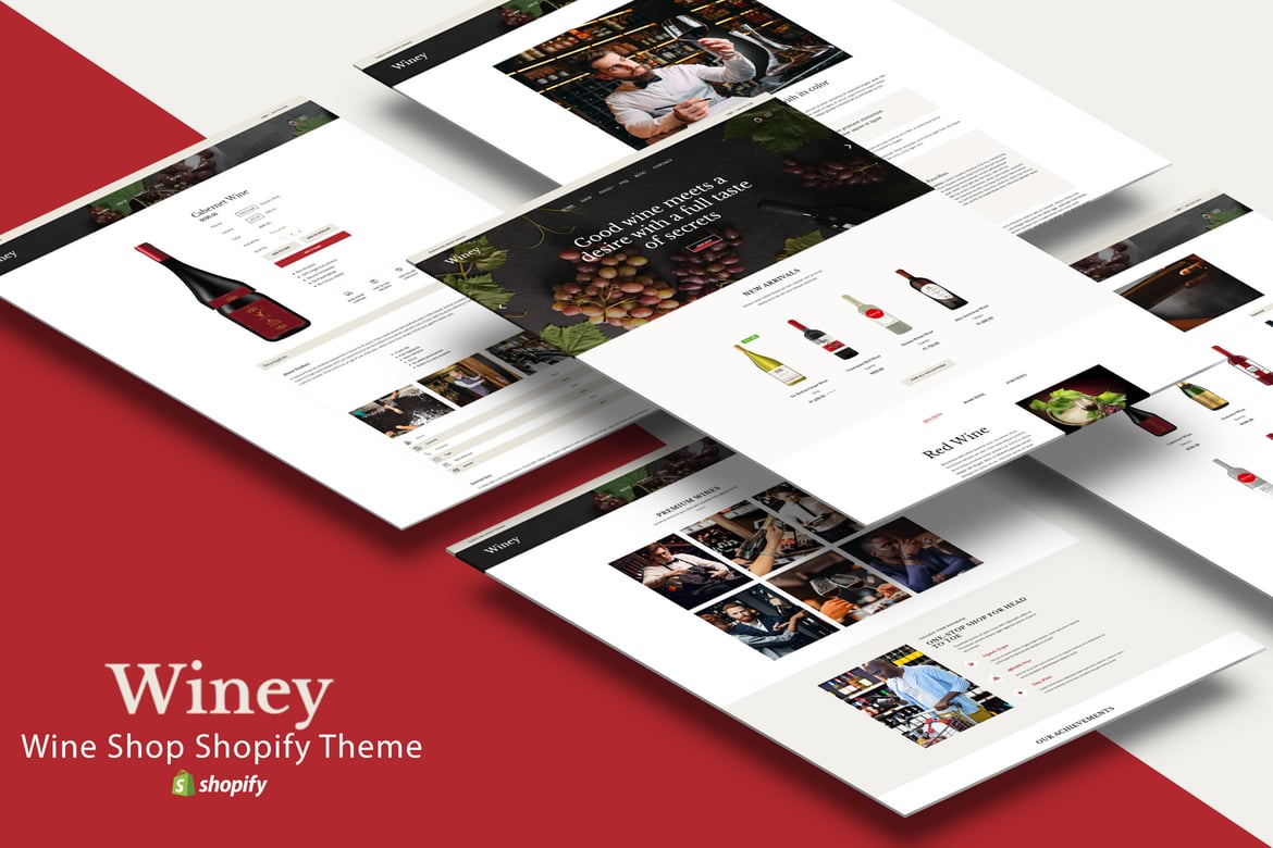 Winey - магазин спиртных напитков, тема Shopify для винного магазина.