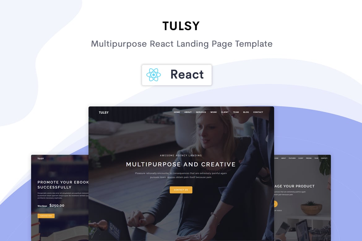 Tulsy - Многоцелевой шаблон целевой страницы React