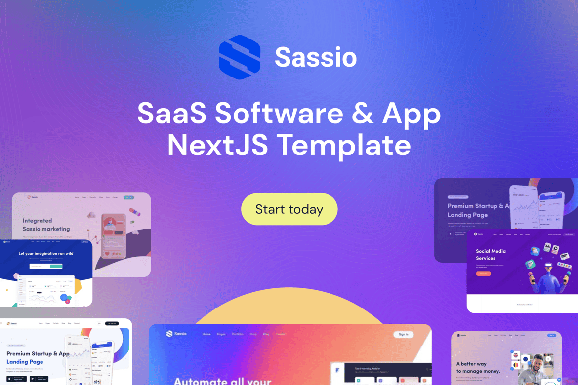Sassio - Программное обеспечение SaaS и приложение NextJS Шаблон
