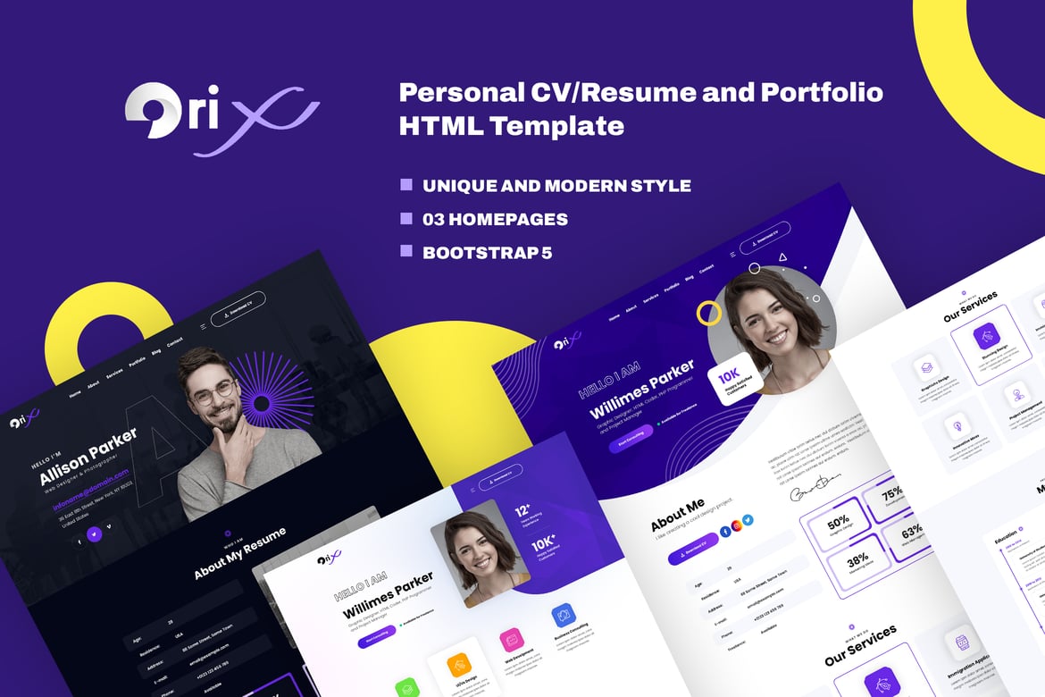 Orix - персональное резюме/резюме и портфолио HTML5