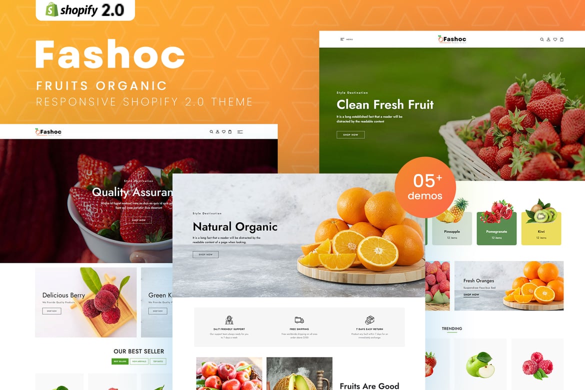 Тема Shopify 2.0 Fashoc - Органические фрукты и фрукты
