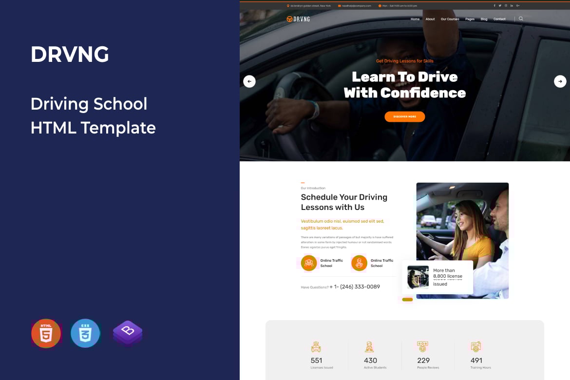 DRVNG - HTML-шаблон автошколы
