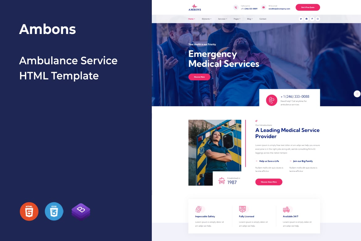 Ambons - HTML-шаблон службы скорой помощи