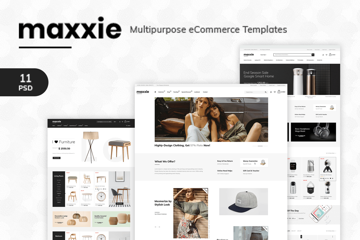 Maxxie - многоцелевой PSD-шаблон для электронной коммерции