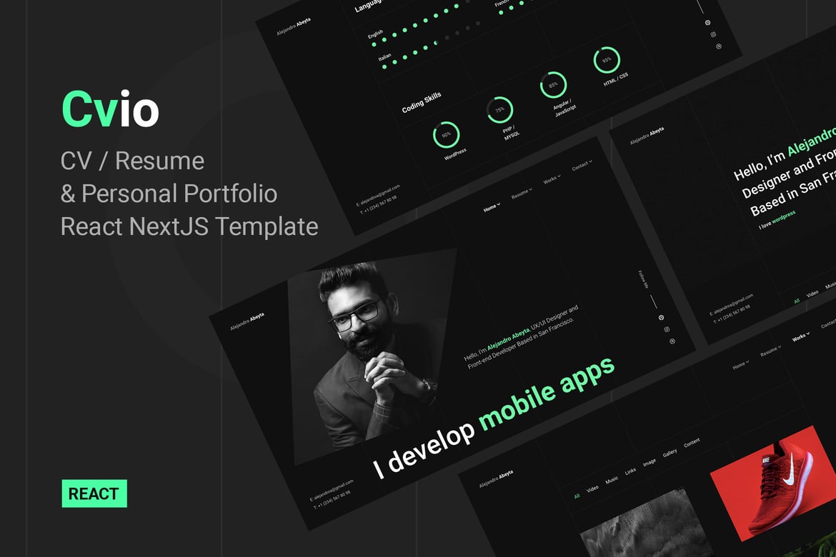 Cvio - Шаблон React для личного портфолио