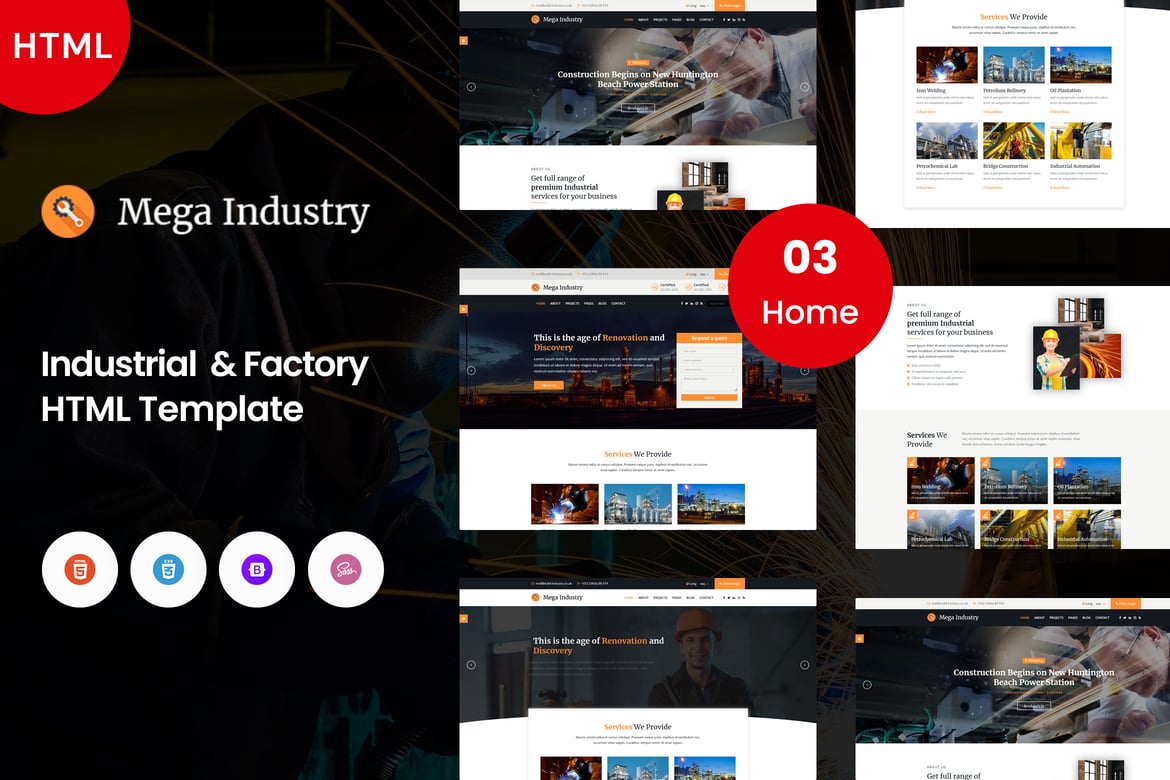 Mega Industry - Шаблон для промышленности и производства