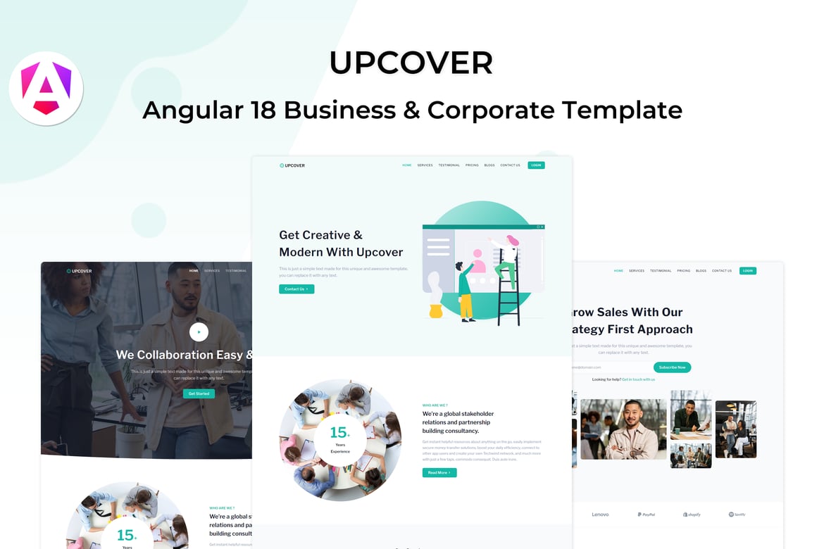 Upcover - Шаблон бизнес-лендинга Angular 18