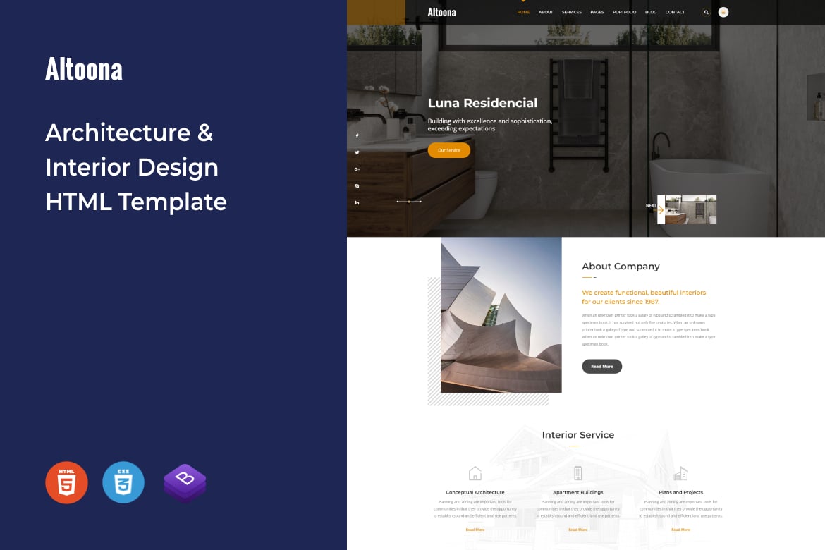 Алтуна - HTML-шаблон архитектуры и интерьера