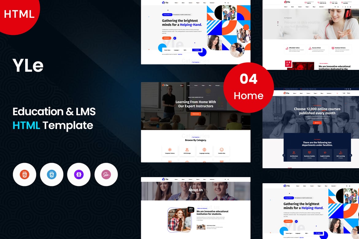 YLE - HTML-шаблон для образования и LMS