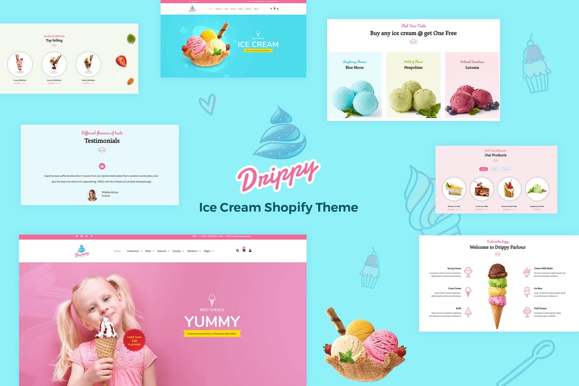 Drippy - адаптивная тема Shopify для мороженого