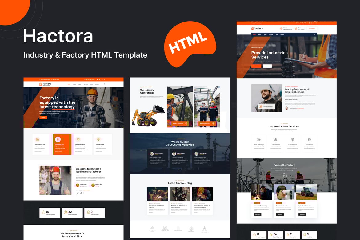 Hactora - HTML-шаблон для промышленности и завода