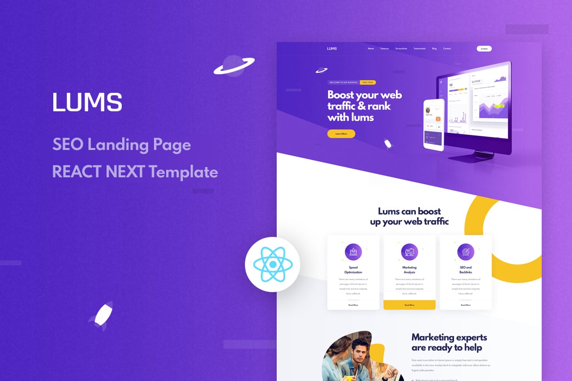 Lums - Шаблон React NextJS для поискового лендинга