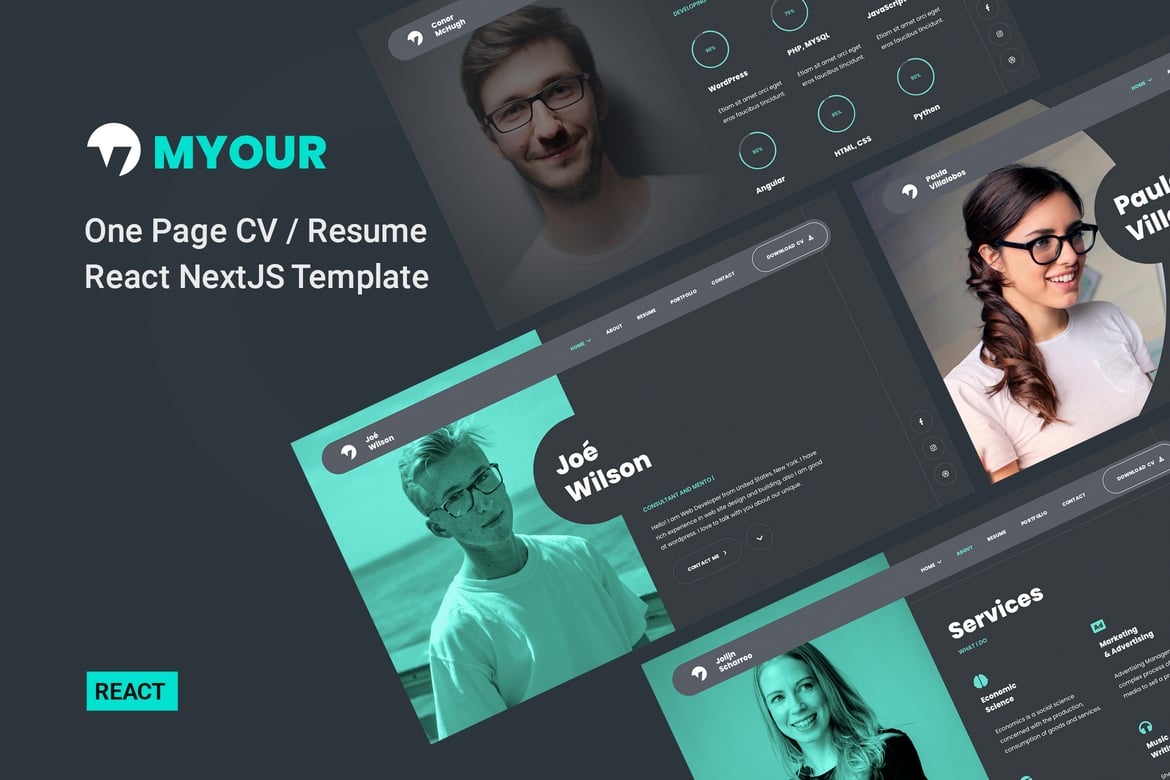 Myour - Шаблон React для личного портфолио