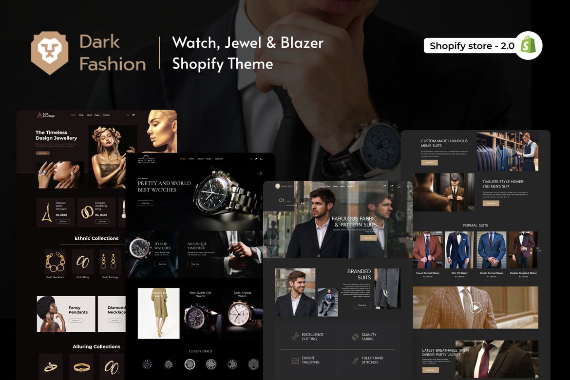 Темная мода - часы, украшения и блейзер Shopify Them