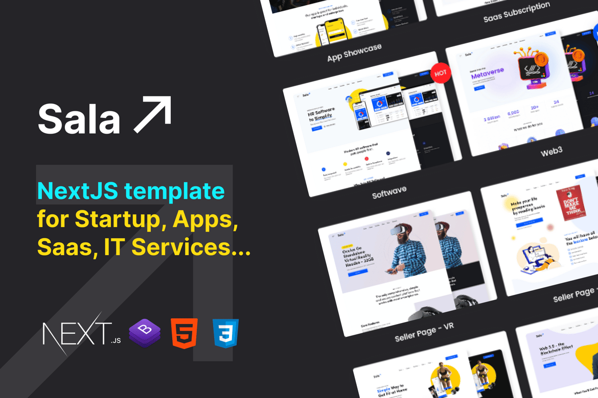 Sala - Шаблон NextJS для стартапов и ИТ-услуг SaaS