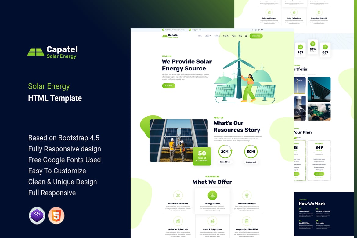 Capatel — HTML-шаблон по солнечной энергии