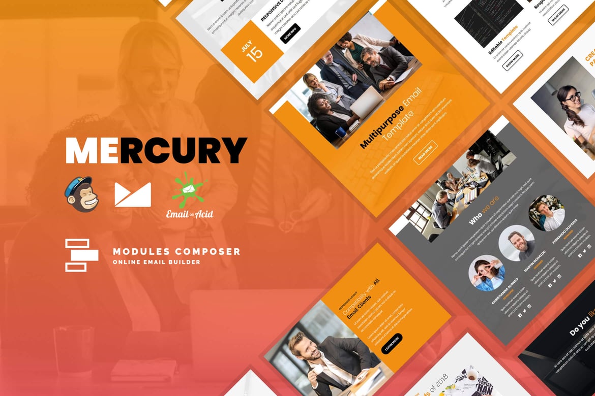 Mercury - адаптивный Шаблон электронной почты для стартапов