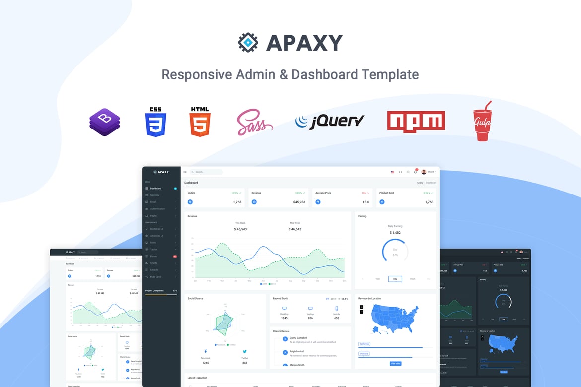 Apaxy - Шаблон администратора и панели управления