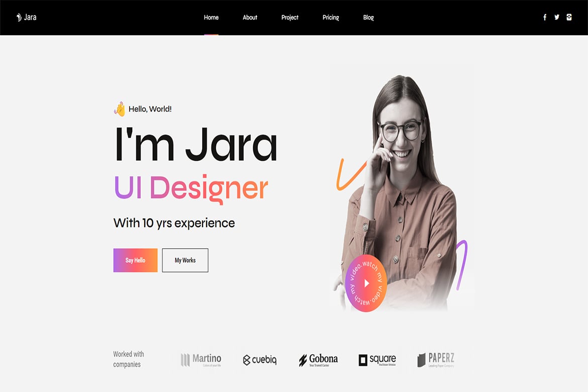 Jara - HTML-шаблон личного портфолио