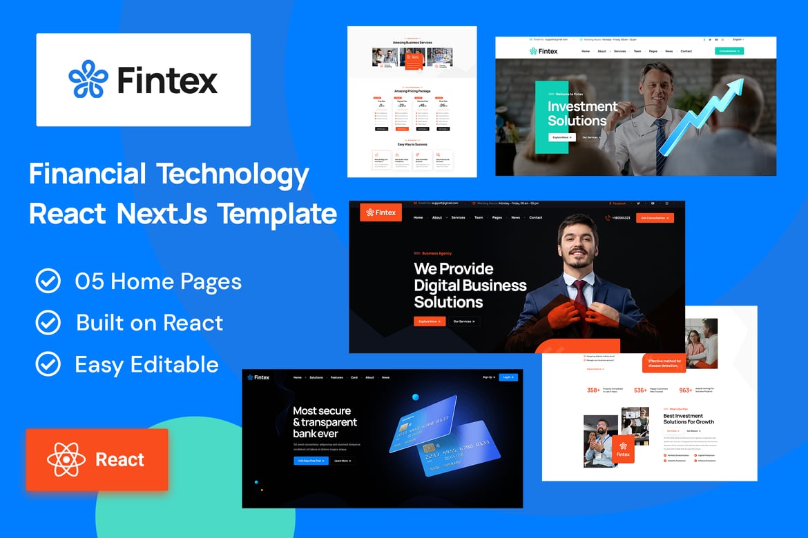 Fintex - Шаблон React для консалтинга и финансов