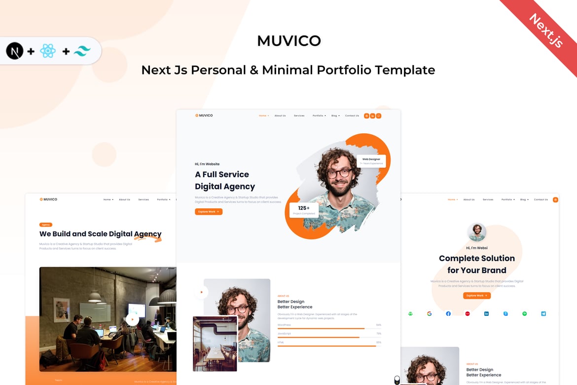 Muvico - Next.js Персональное и минимальное Портфолио