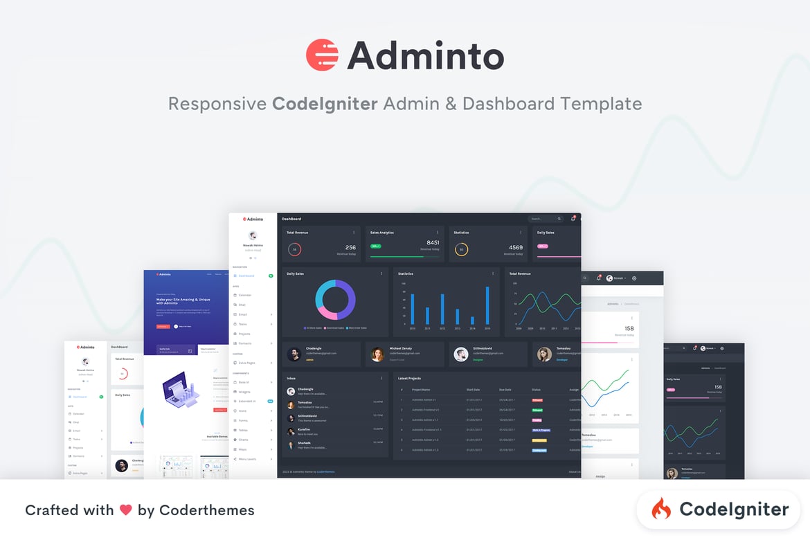Adminto - Шаблон панели администратора Codeigniter