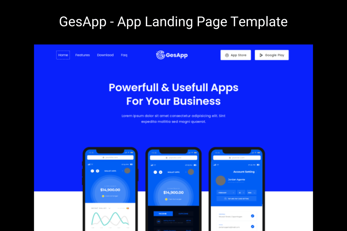GesApp - Шаблон целевой страницы приложения