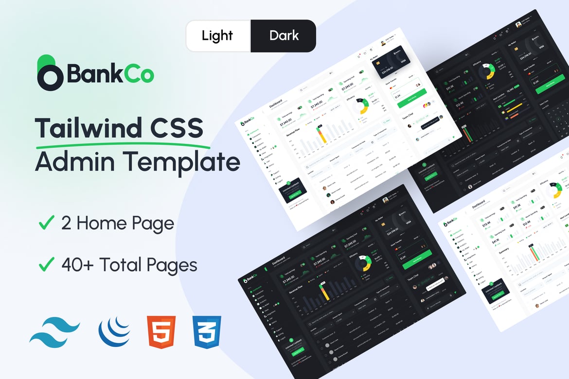 Шаблоны для администраторов CSS Bankco - Tailwind