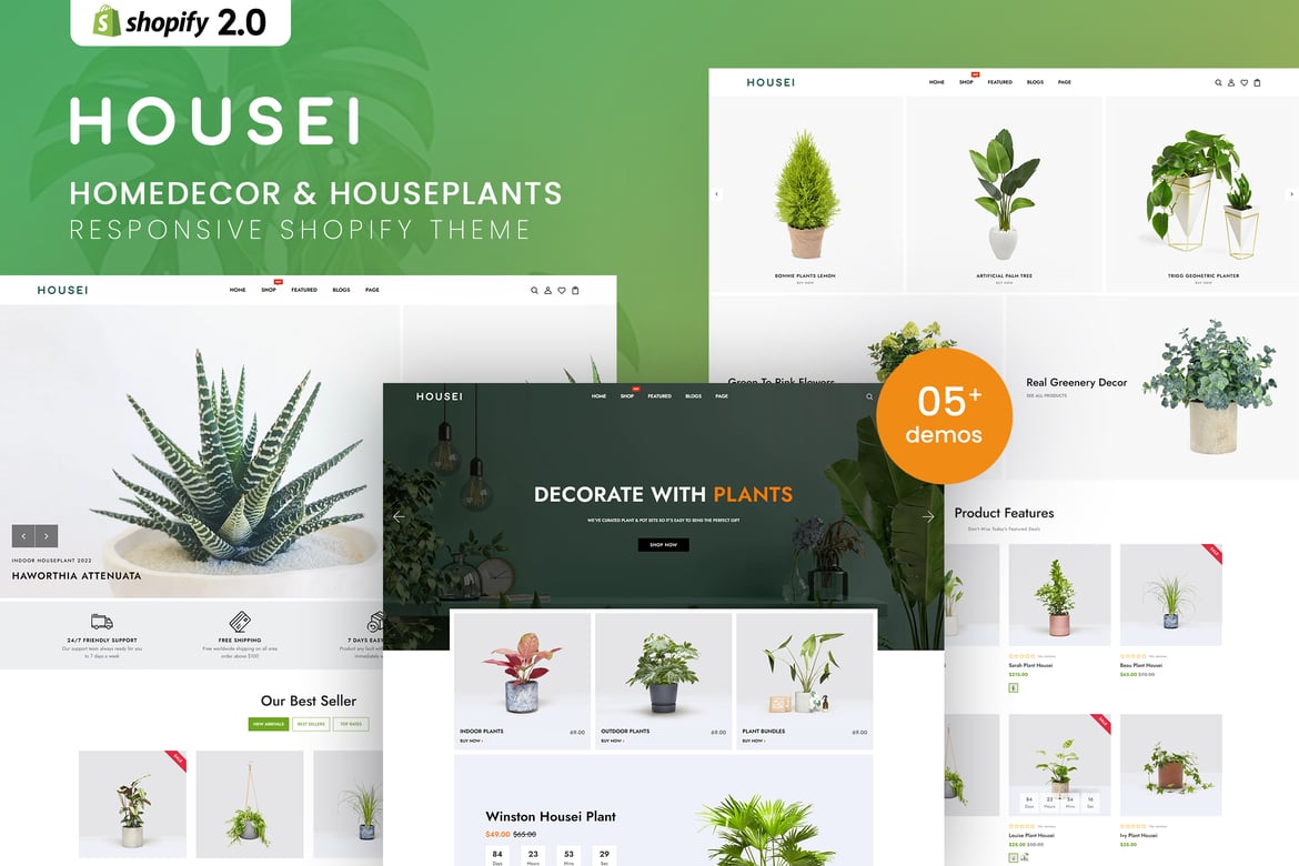 Housei - тема Shopify для домашнего декора и комнатных растений
