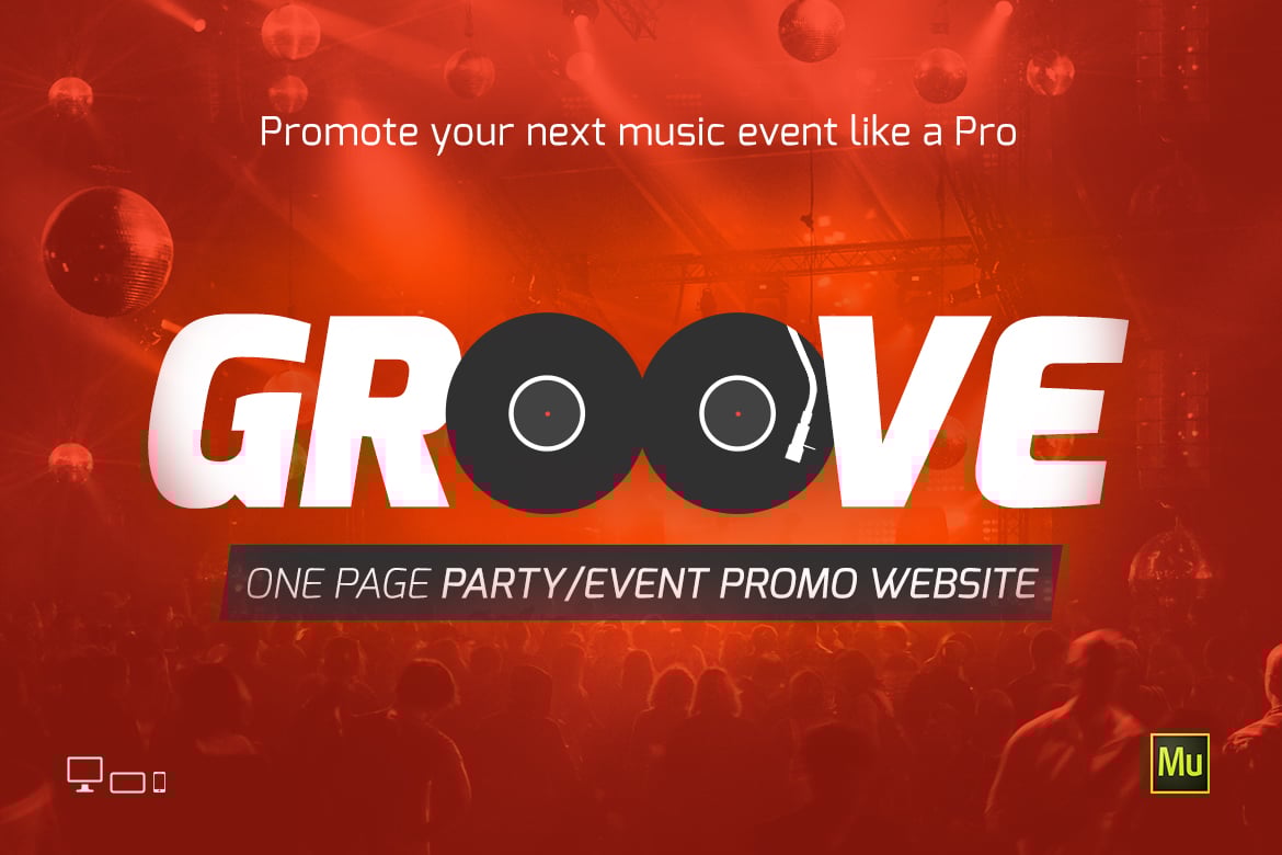 Шаблон сайта для музыкальных мероприятий/вечеринок Groove
