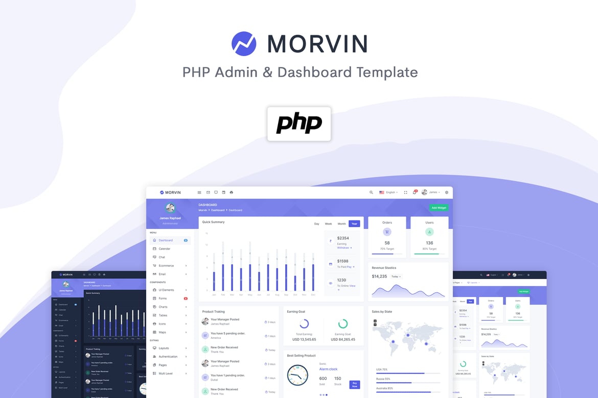 Morvin - Шаблон администратора и панели управления PHP