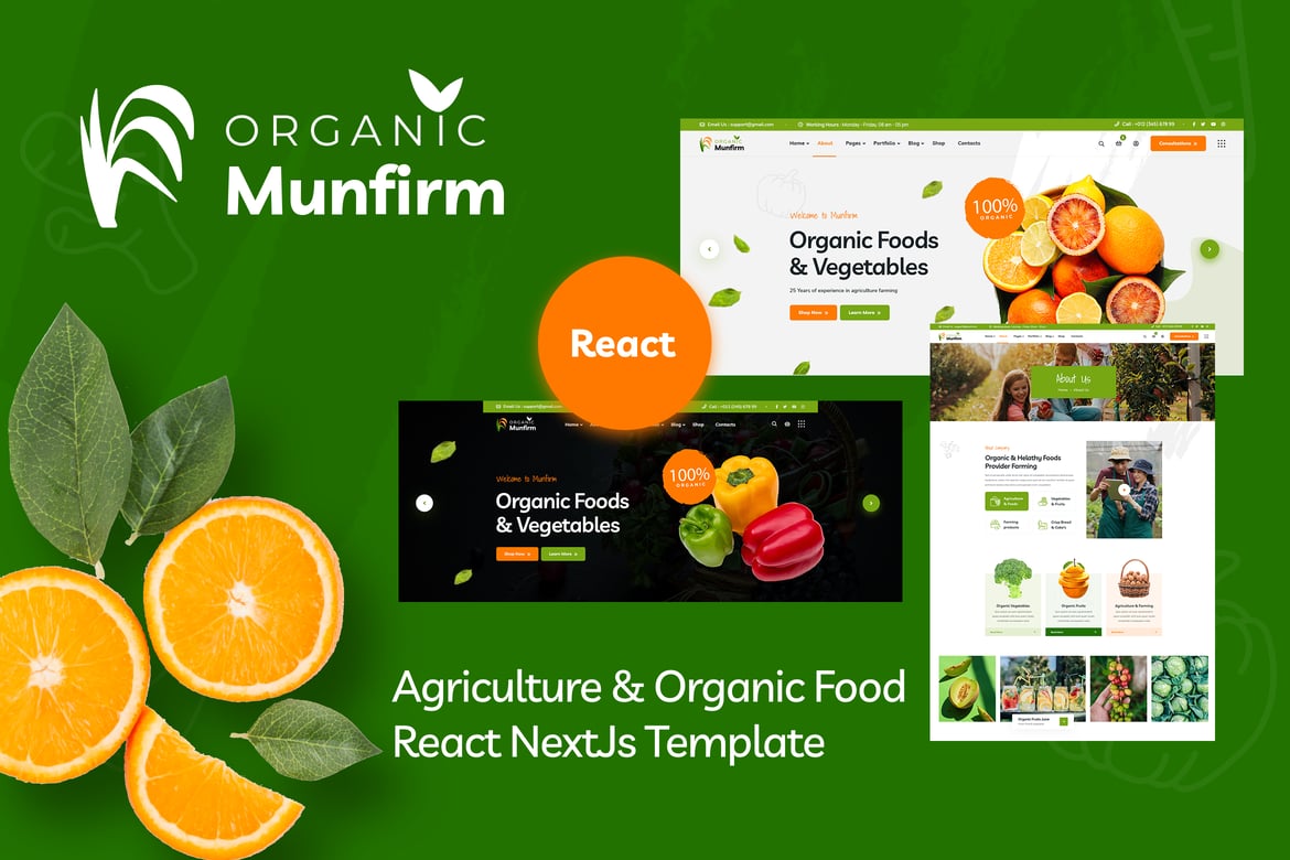 Munfirm - Шаблон React NextJS для магазина органических продуктов