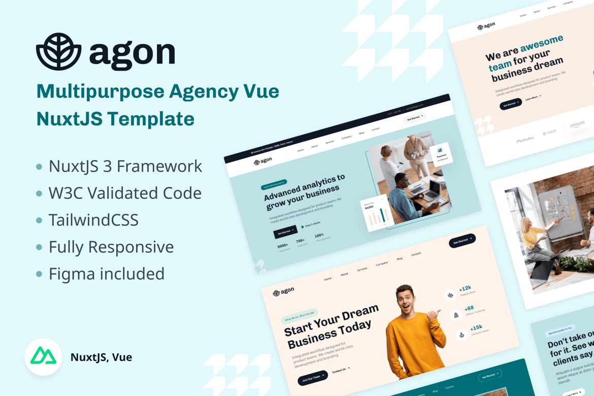 Agon - Многоцелевой шаблон агентства Vue NuxtJS