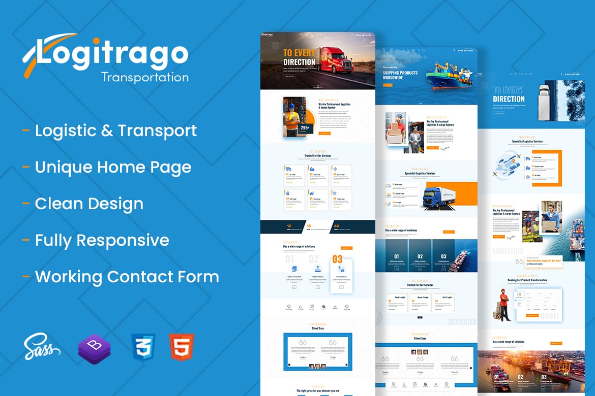 Logitrago - HTML-шаблон для транспорта и логистики
