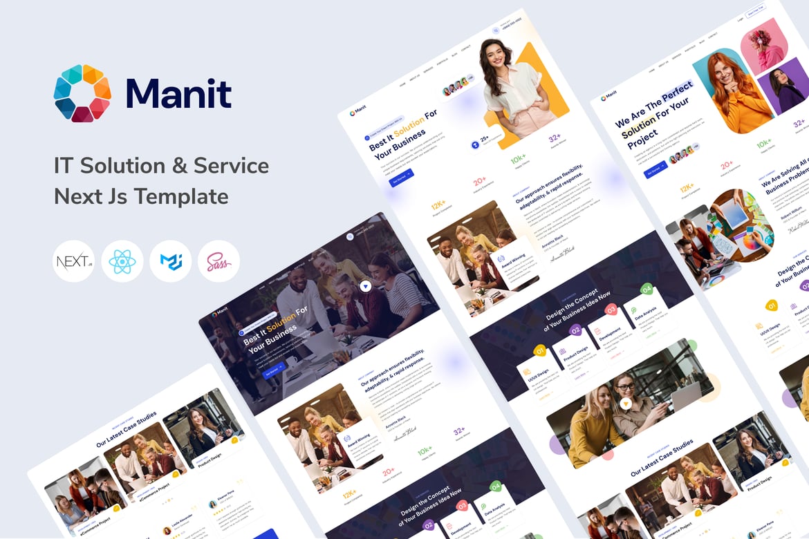 Шаблон Next Js для ИТ-решений и технологий Manit