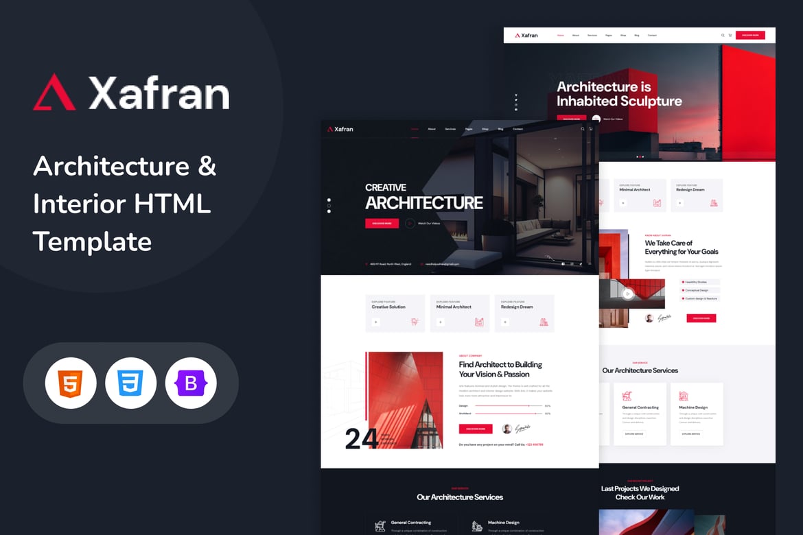 Xafran - Шаблон HTML5 для архитектуры и интерьера