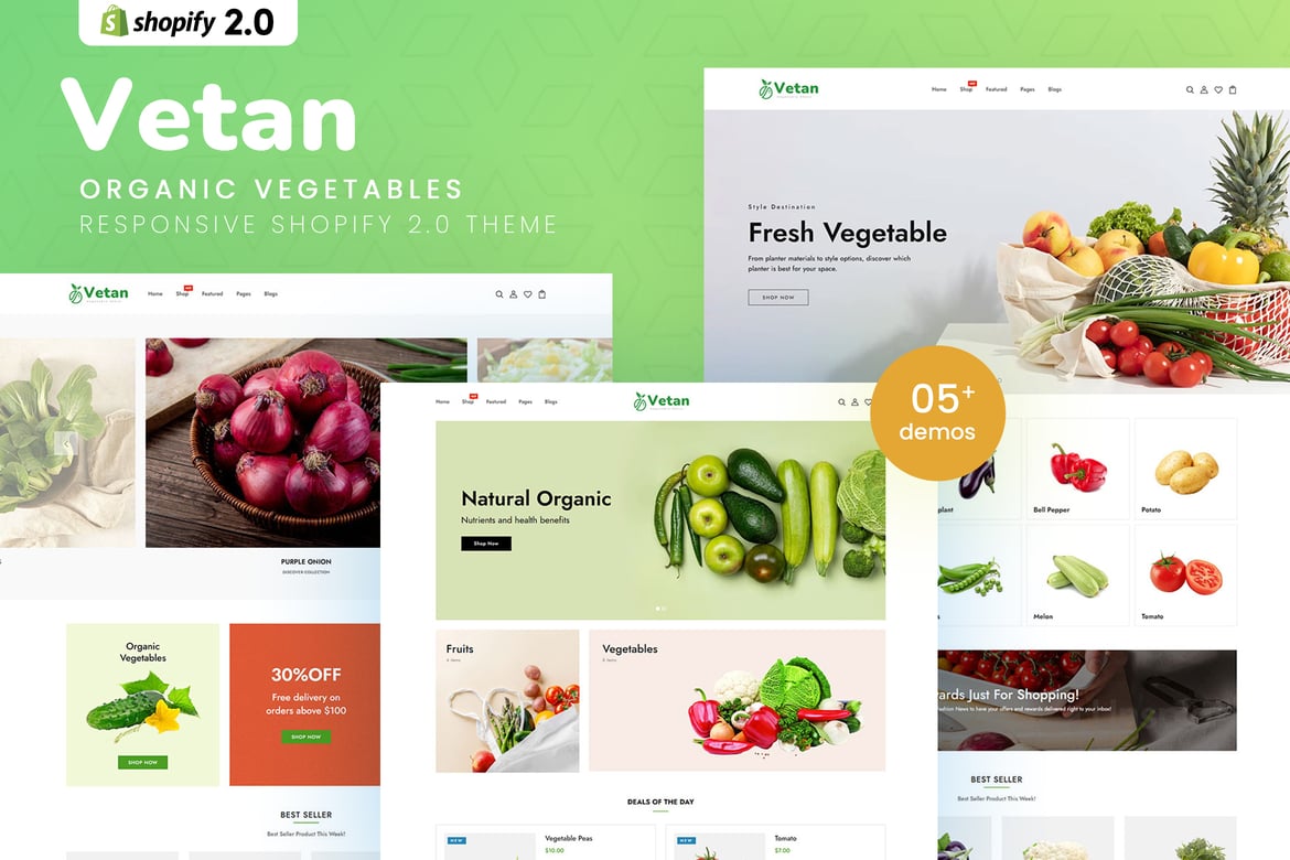 Vetan - Тема Shopify 2.0 для органических овощей