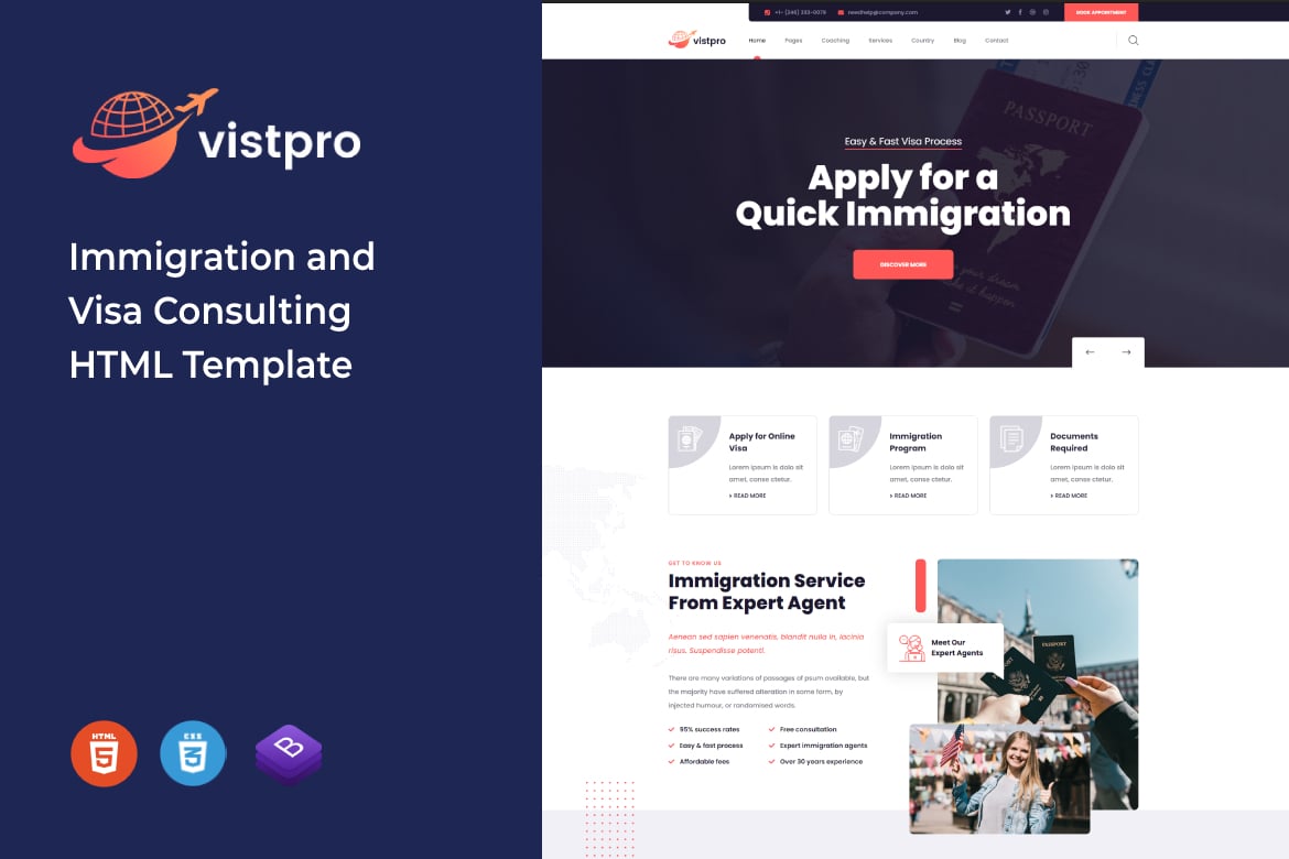 Vistpro - Шаблон иммиграционного и визового консультирования