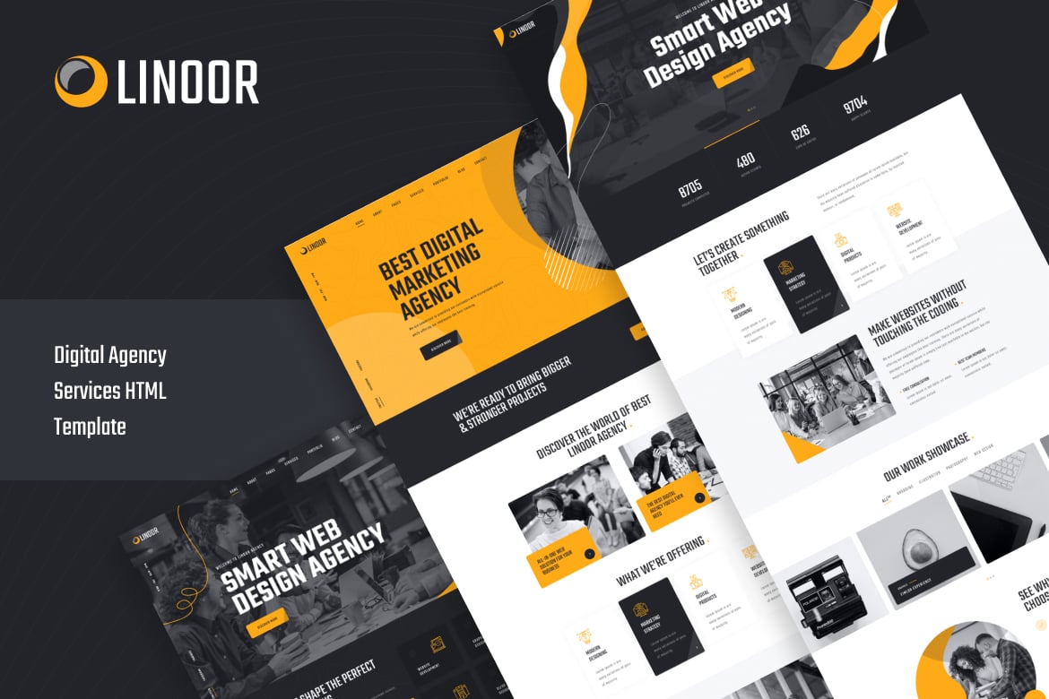 Linoor - HTML-шаблон цифровых агентских услуг