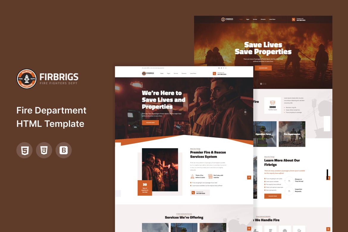 Firbrigs - HTML-шаблон пожарной охраны