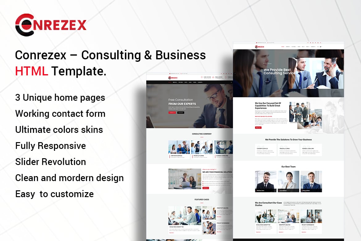 Conrezex — HTML-шаблон для консалтинга и бизнеса