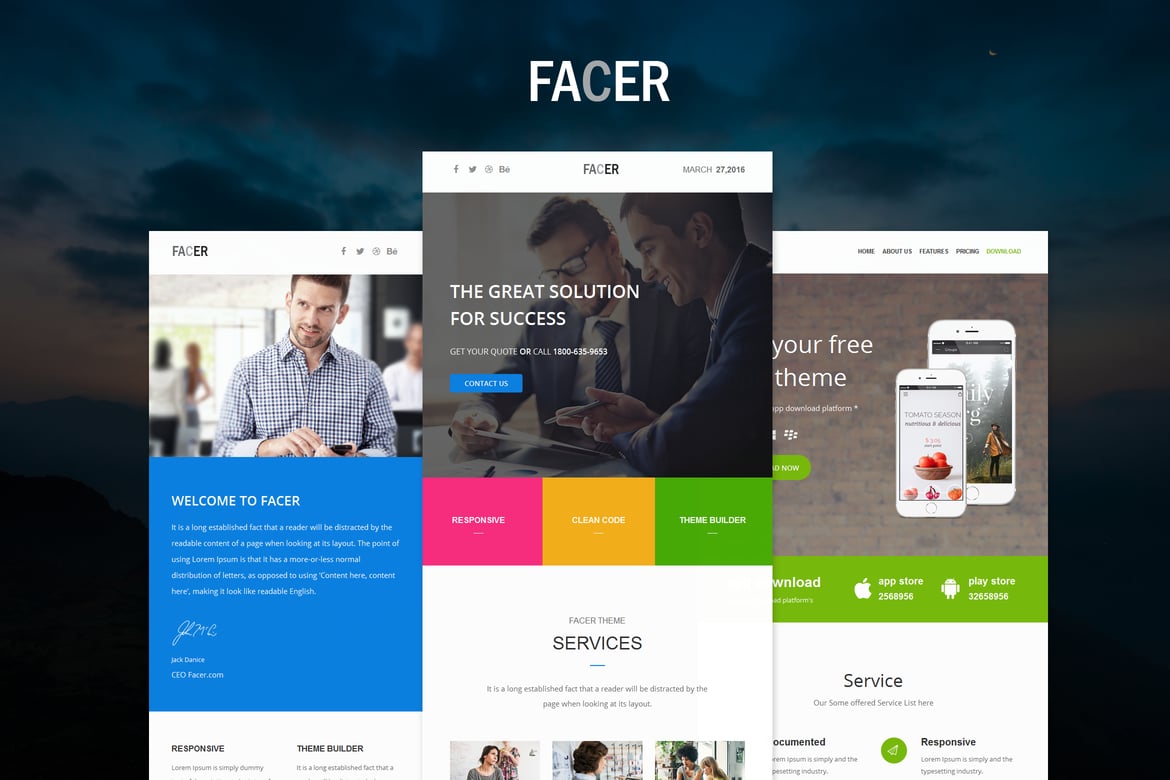 FACER - набор адаптивных шаблонов электронной почты