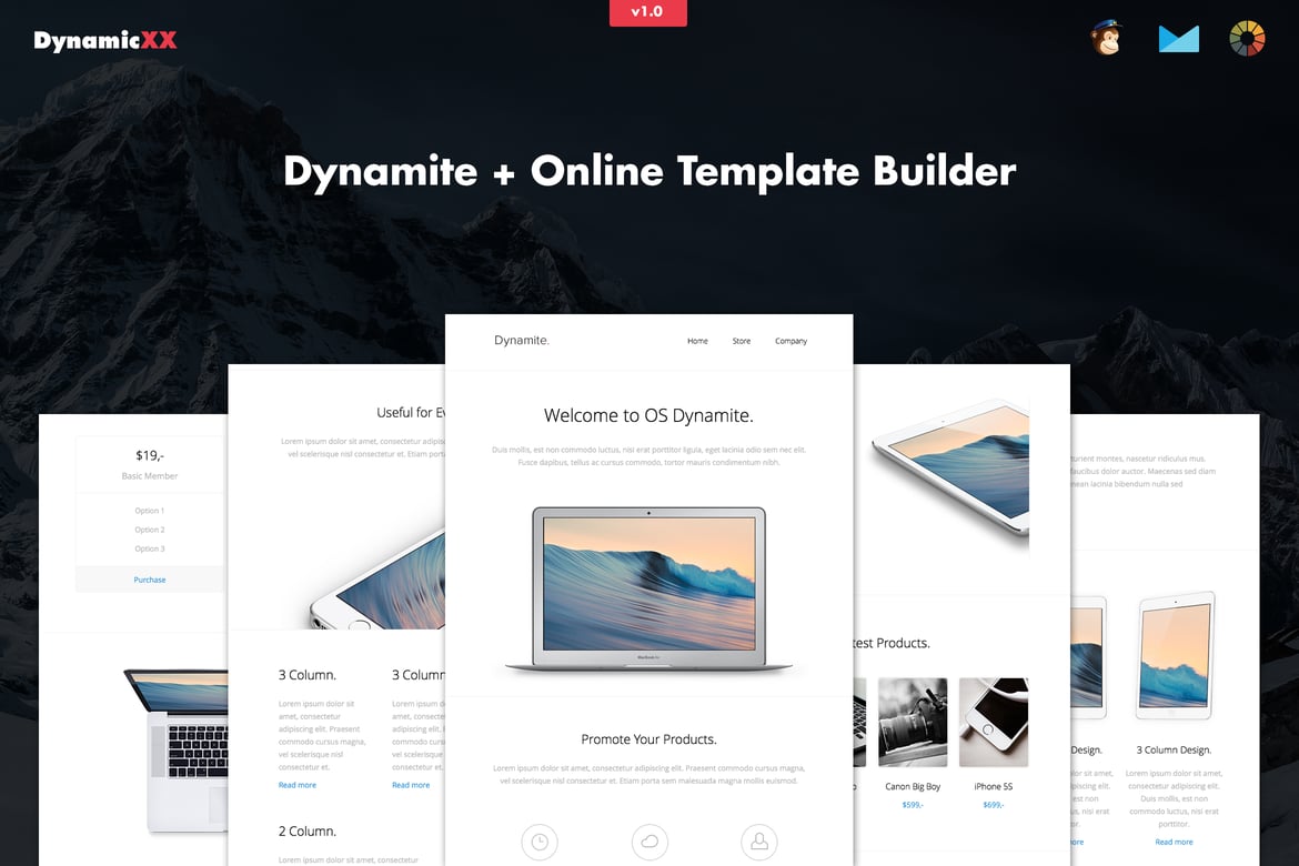 Dynamite - адаптивное приложение/рекламная электронная почта