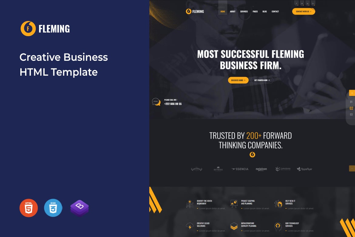 Fleming - HTML-шаблон услуг для творческого бизнеса
