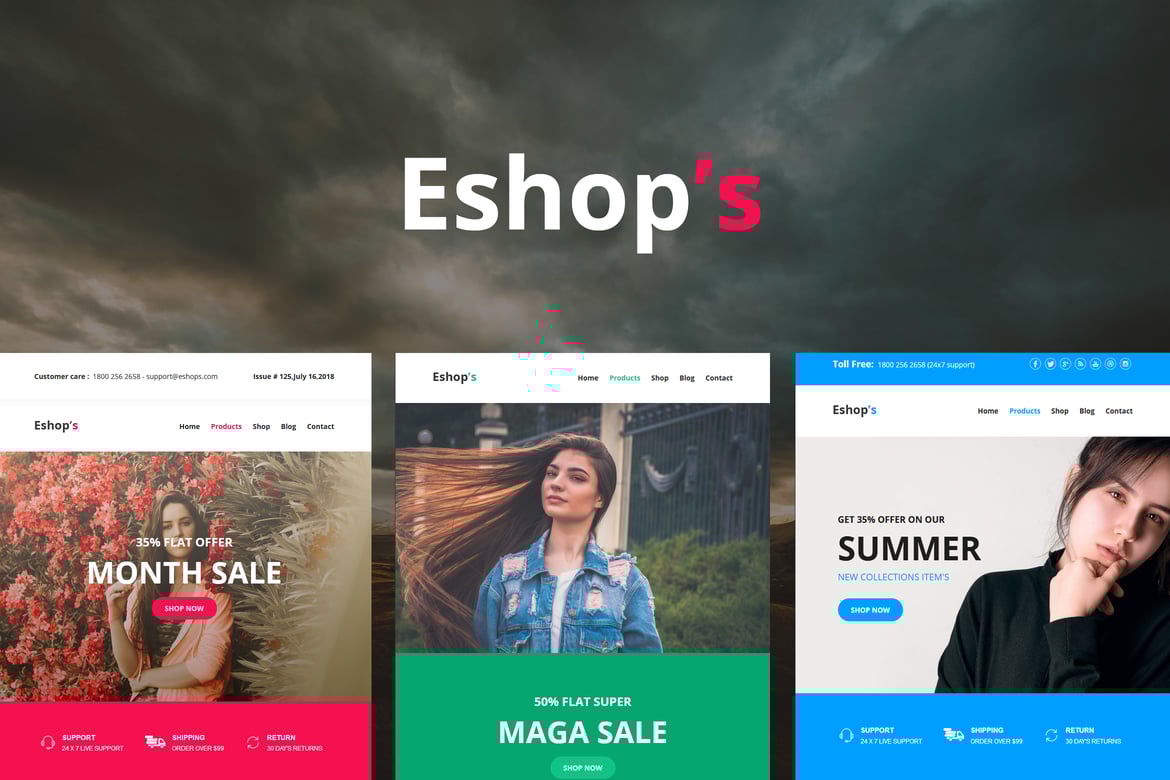 Eshop's Mail - 8 уникальных адаптивных наборов писем