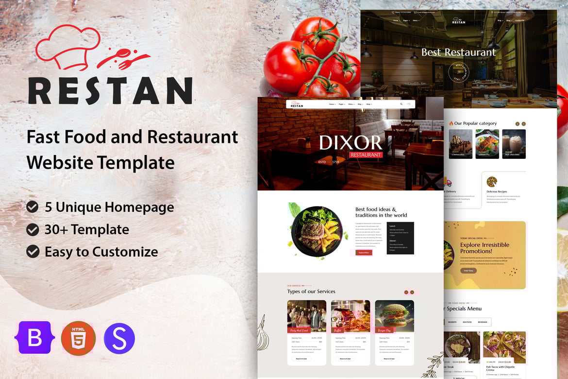 Restan - HTML-шаблон ресторана