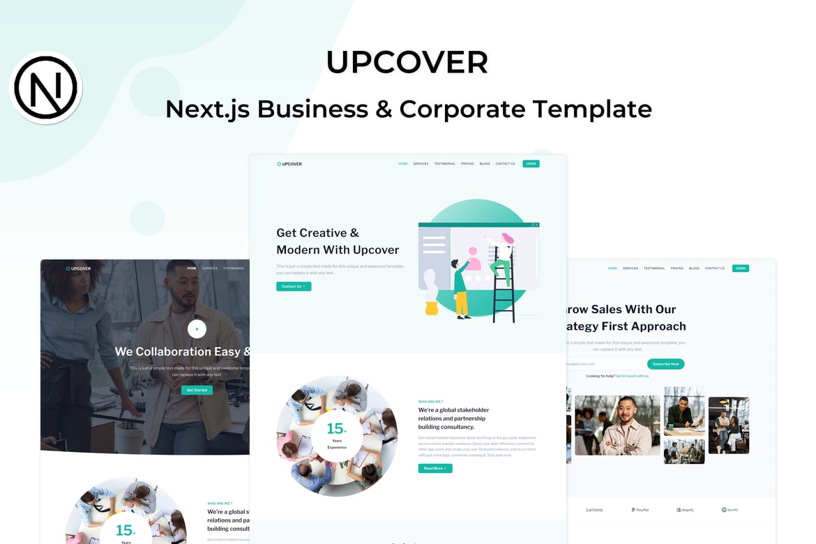 Upcover - Шаблон бизнес-лендинга React Next.js