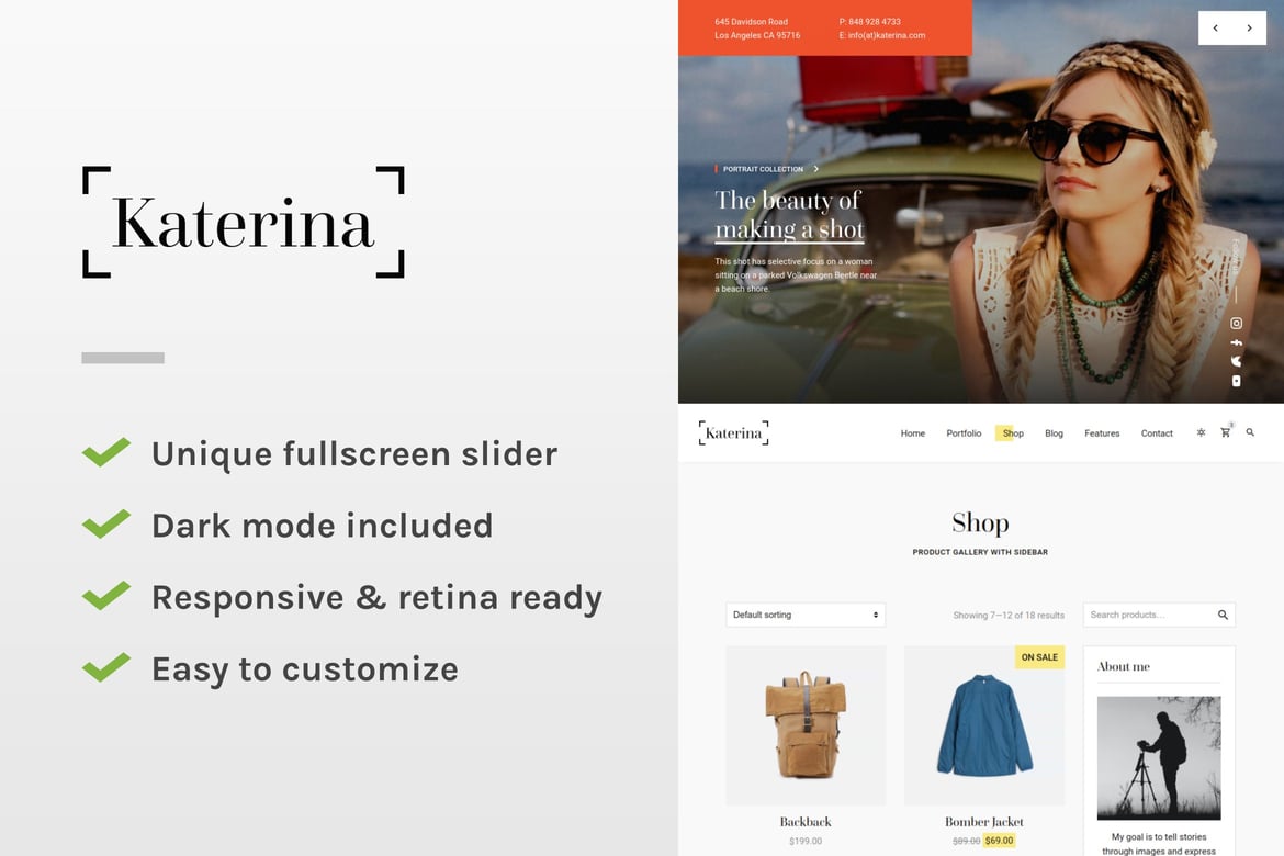 Katerina - Шаблон сайта портфолио фотографии