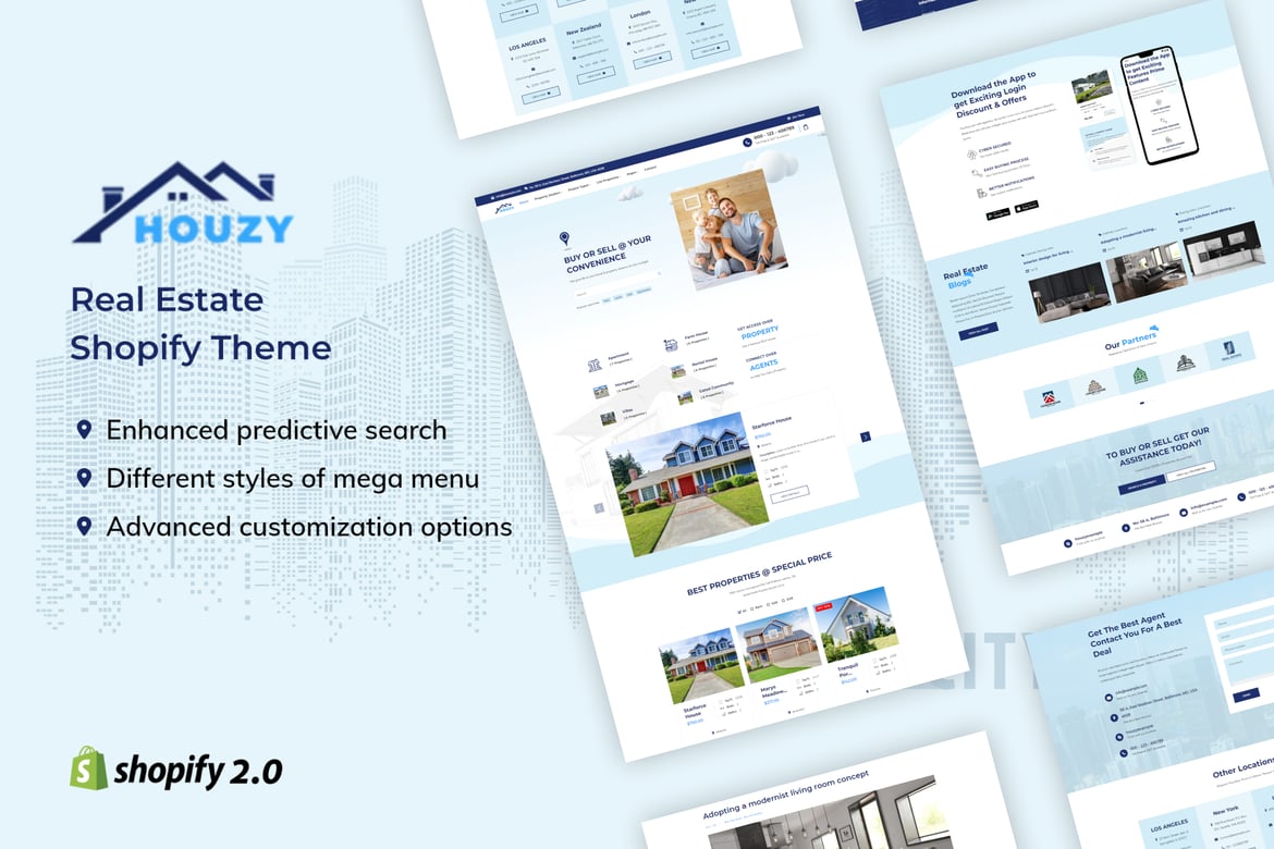 Houzy - список каталогов, тема Shopify для недвижимости.